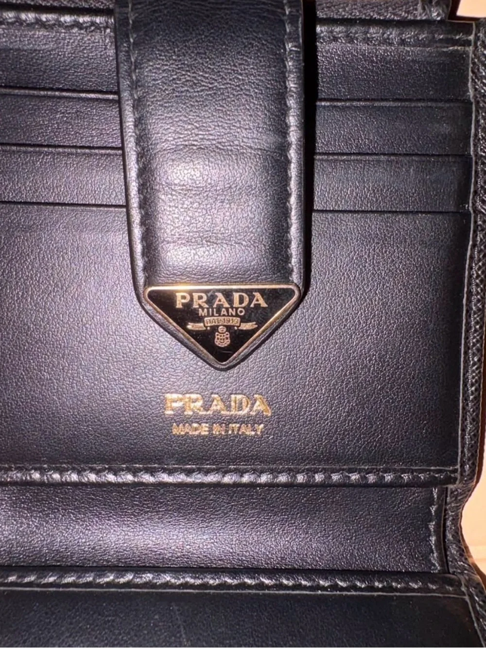 Prada small saffiano and smooth leather wallet